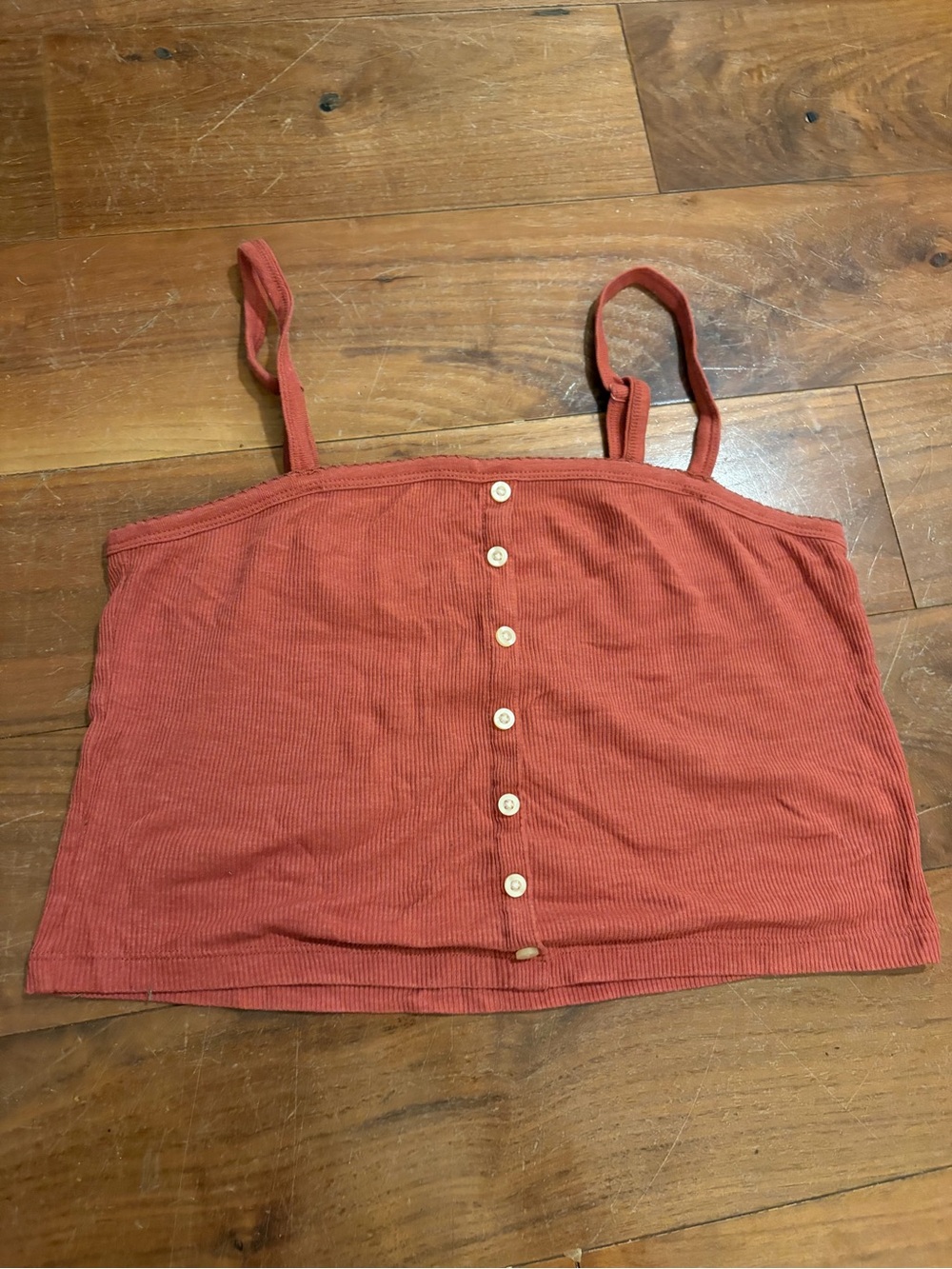 American Eagle Outfitters Rust Orange Ribbed Button-Front Cami